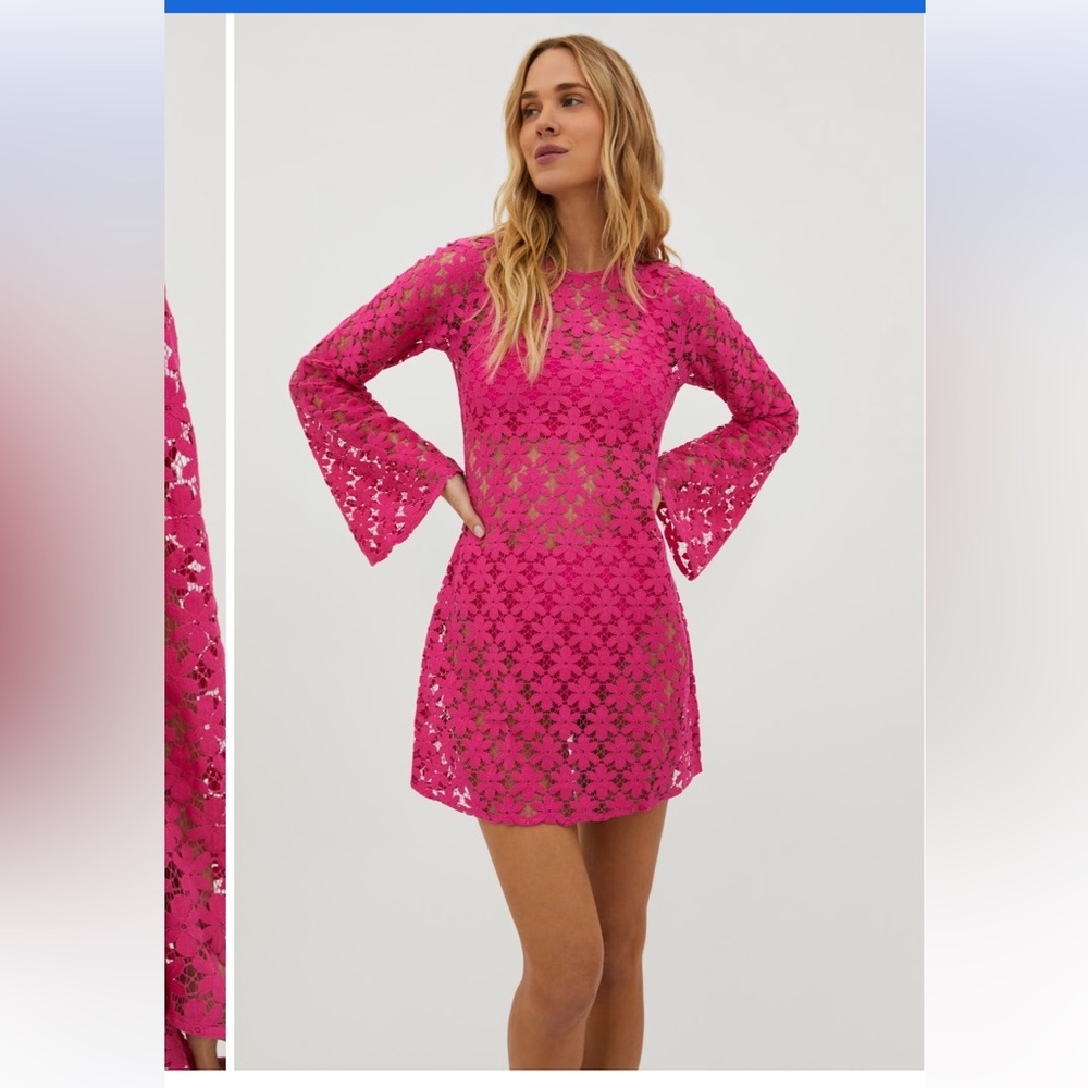 Beach Riot Goldie Lace Long Sleeve Cotton Blend Cover Up Dress